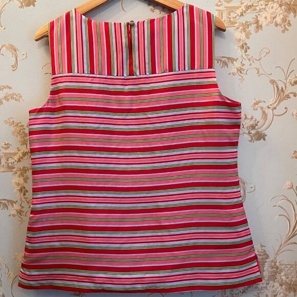 Talbots Womens Sleeveless Top Size 12 100% Silk Stripes Classic Colorful Mature - Picture 2 of 5